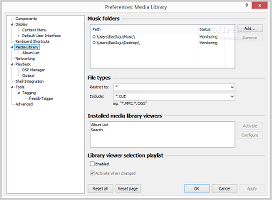 Showing the foobar2000 Media Library configuration settings